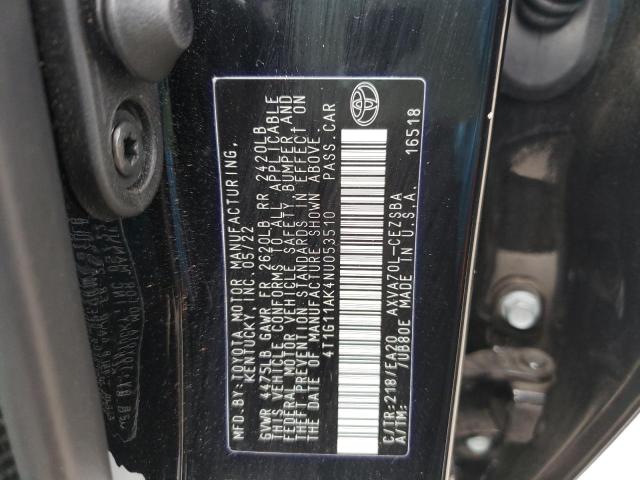 4T1G11AK4NU053510 | 2022 TOYOTA CAMRY SE