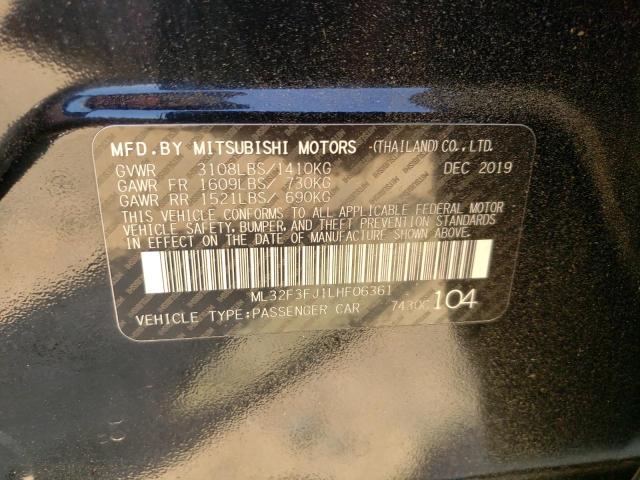 ML32F3FJ1LHF06361 Auction: COPART Lot: 49404543 Location: NC - CHINA GROVE ML32F3FJ1LHF06361 MITSUBISHI MIRAGE 2020 BLACK Photo 12