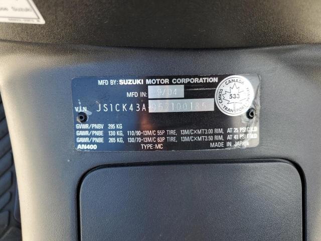 2005 SUZUKI AN400 K3 - JS1CK43A952100185
