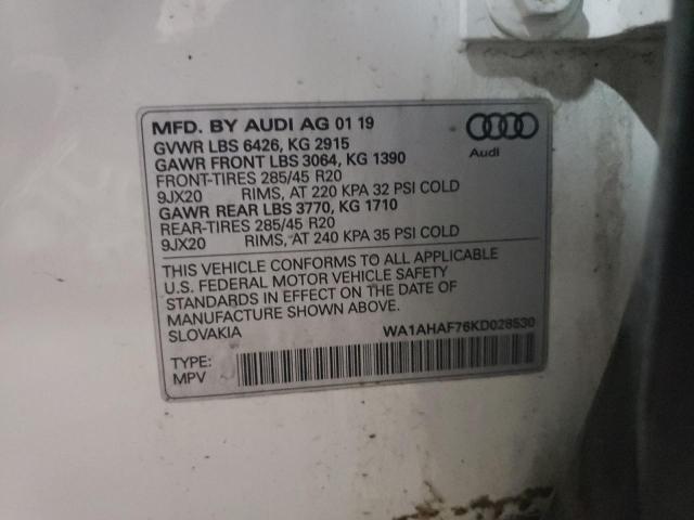 WA1AHAF76KD028530 2019 AUDI Q7, photo no. 12