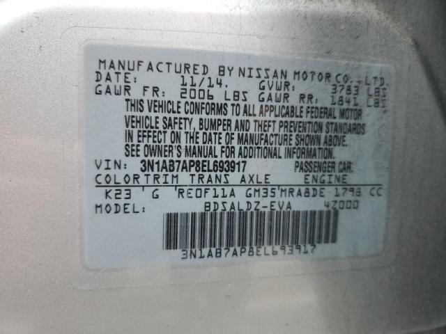 3N1AB7AP8EL693917 Nissan SENTRA S