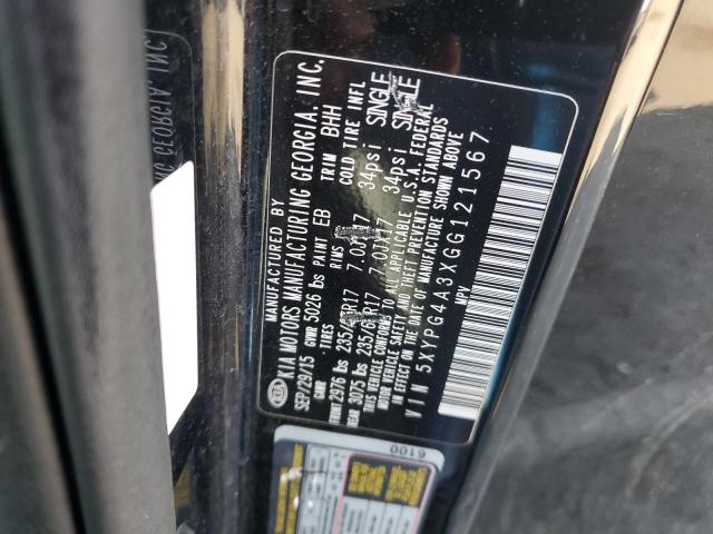 5XYPG4A3XGG121567 KIA SORENTO LX