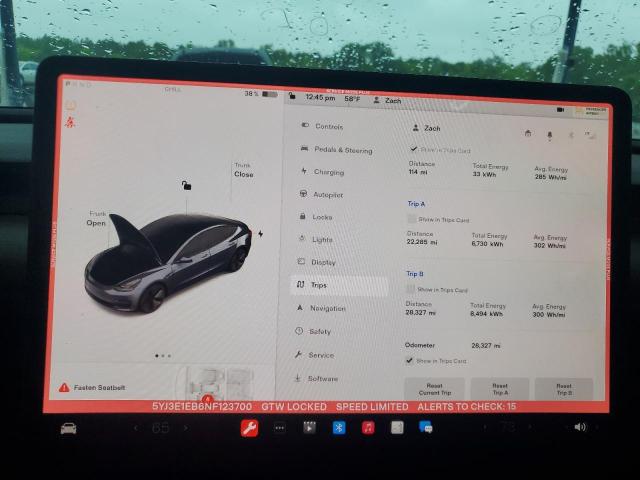 2022 TESLA 3 - 5YJ3E1EB6NF123700