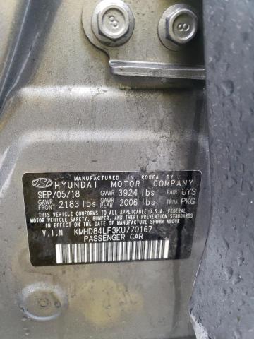 2019 HYUNDAI ELANTRA 4D KMHD84LF3KU770167