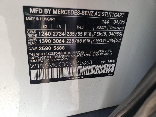 2022 MERCEDES-BENZ EQB 300 4M - W1N9M0KB0NN008631