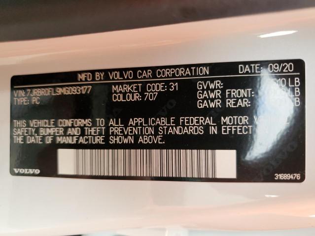 2021 VOLVO S60 T8 REC 7JRBR0FL9MG093177