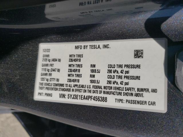 5YJ3E1EA4PF456388 Tesla MODEL 3