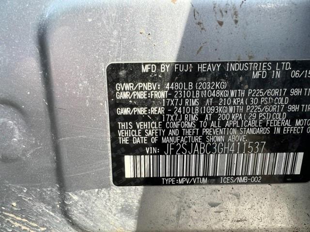 2016 SUBARU FORESTER 2 - JF2SJABC3GH411537