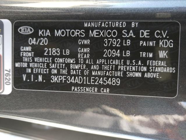 3KPF34AD1LE245489 KIA Forte Gt Line