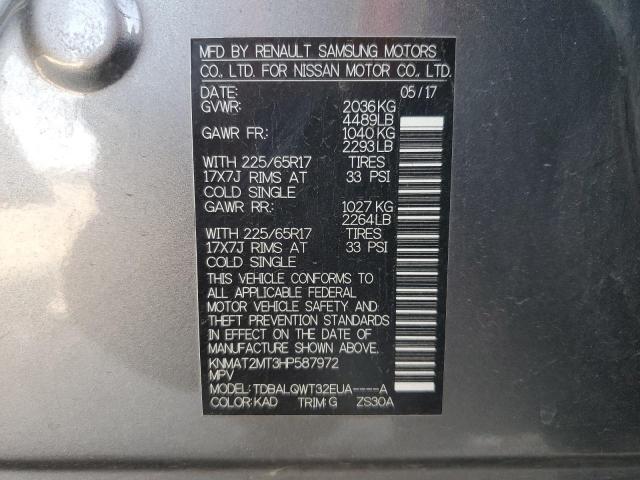 KNMAT2MT3HP587972 Nissan ROGUE S