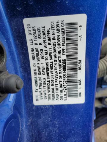 2020 HONDA CIVIC LX - 19XFC2F63LE008386