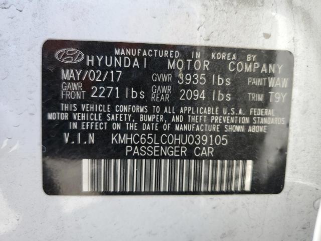 2017 HYUNDAI IONIQ BLUE - KMHC65LC0HU039105
