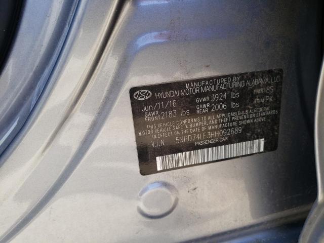 5NPD74LF3HH092689 Hyundai ELANTRA SE
