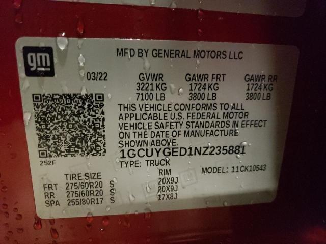 2022 CHEVROLET SILV1500 4 1GCUYGED1NZ235881