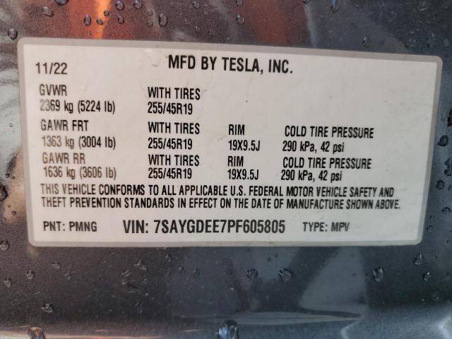 7SAYGDEE7PF605805 Tesla Model Y