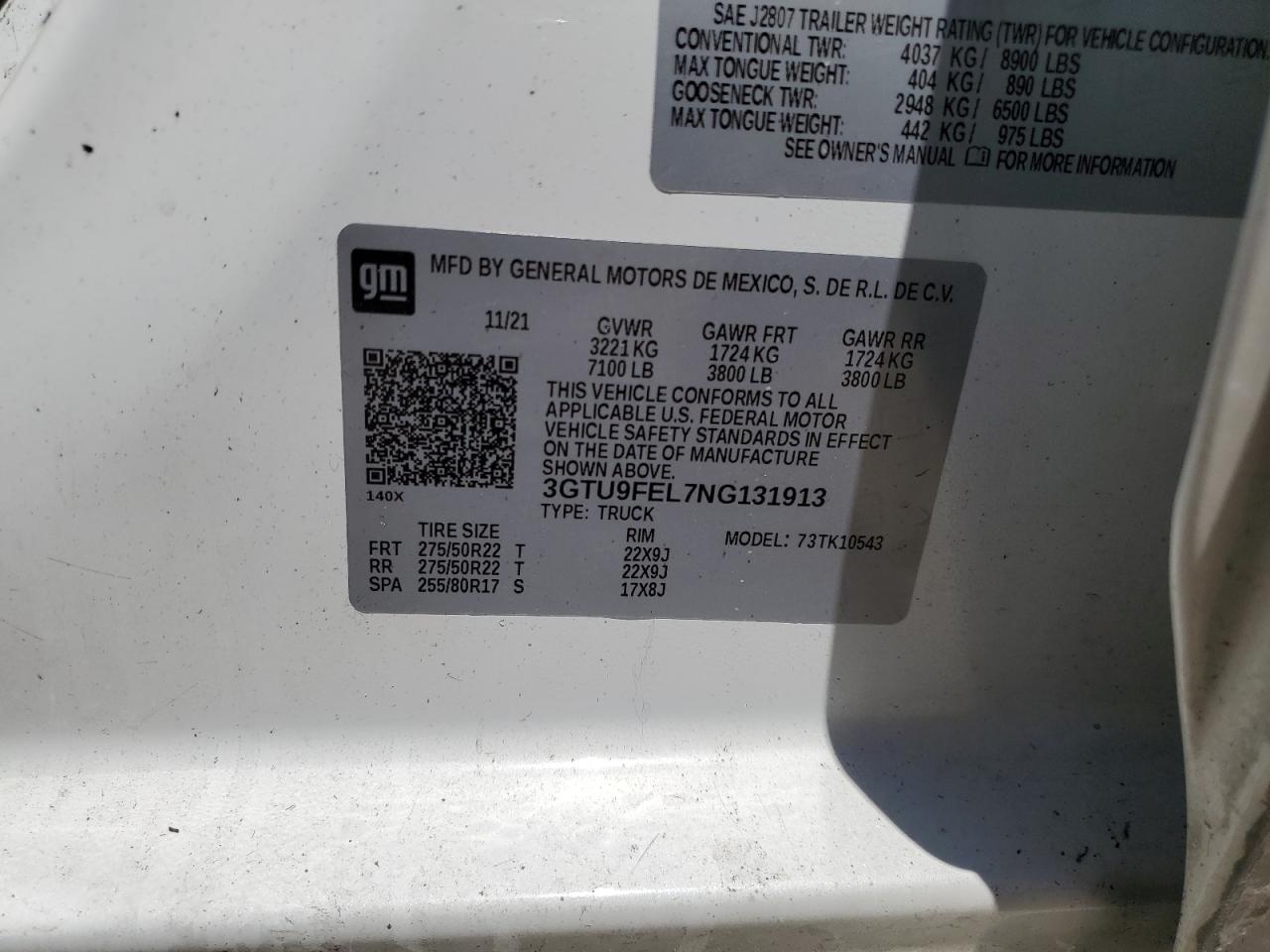 3GTU9FEL7NG131913 2022 GMC Sierra Limited K1500 Denali