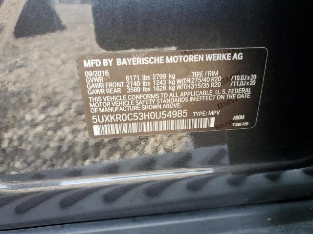 5UXKR0C53H0U54985 BMW X5 Xdrive35i