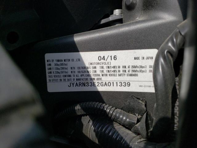 2016 YAMAHA FZ09 JYARN33E2GA011339