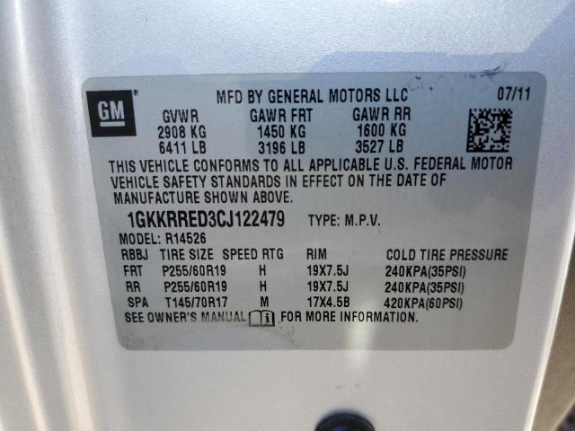 1GKKRRED3CJ122479 | 2012 GM c acadia slt-1