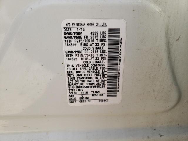 JN8AS5MT8FW655288 Nissan Rogue Select S