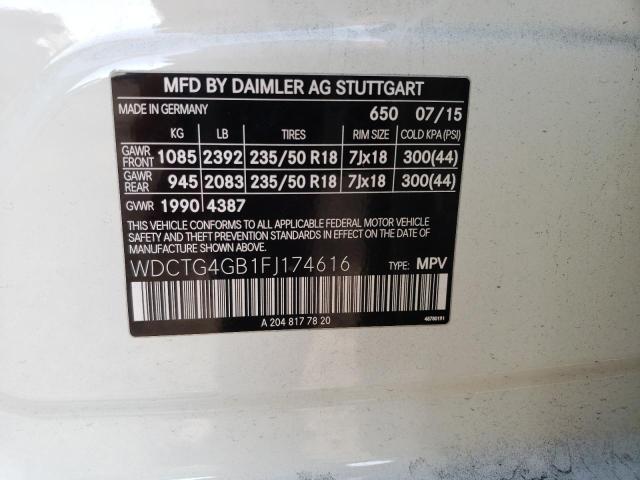 WDCTG4GB1FJ174616 Mercedes-Benz Gla 250 4matic