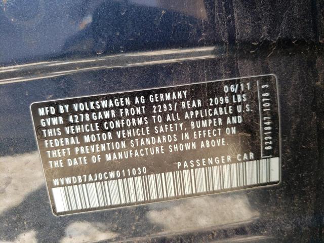 2012 Volkswagen Golf VIN: WVWDB7AJ0CW011030 Lot: 46046974