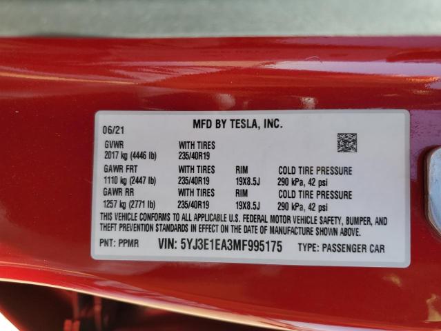 5YJ3E1EA3MF995175 Tesla MODEL 3