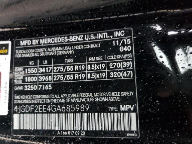 2016 MERCEDES-BENZ GL 350 BLU - 4JGDF2EE4GA685989