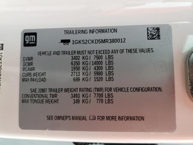 2021 GMC YUKON AT4 1GKS2CKD5MR380012