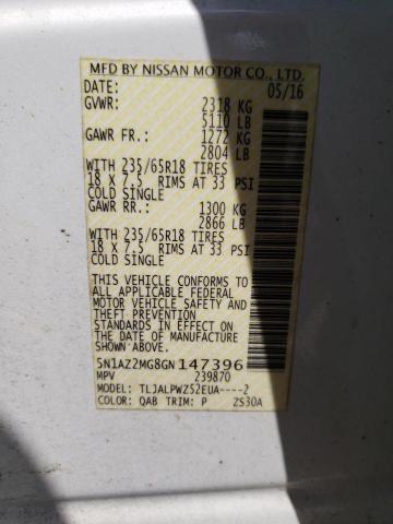 5N1AZ2MG8GN147396 Nissan MURANO S