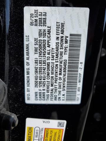 2020 HONDA PILOT BLAC - 5FNYF6H74LB064053