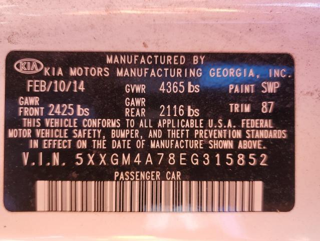 5XXGM4A78EG315852 KIA Optima Lx