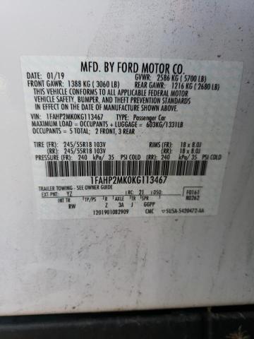 2019 FORD TAURUS POL - 1FAHP2MK0KG113467