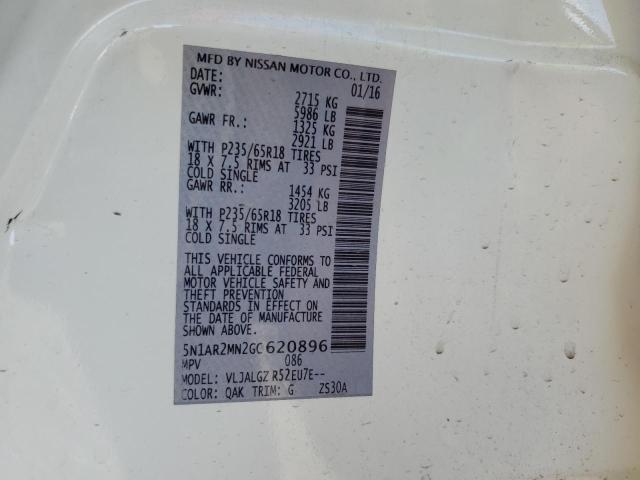5N1AR2MN2GC620896 Nissan Pathfinder S