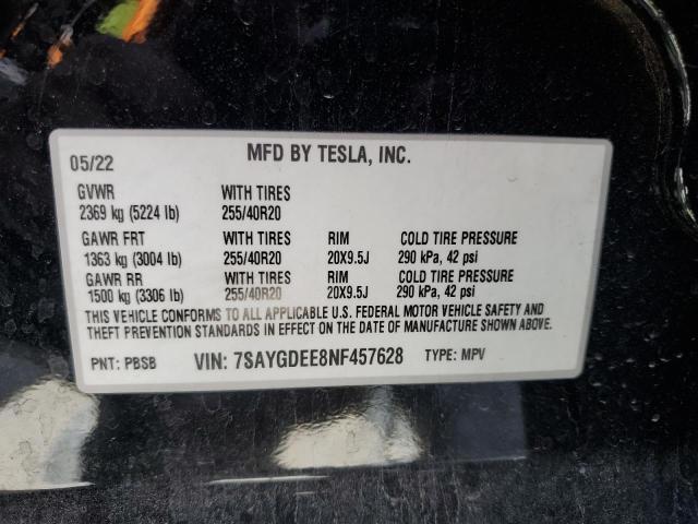 2022 TESLA Y - 7SAYGDEE8NF457628
