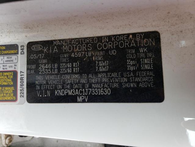 KNDPM3AC1J7331630 KIA Sportage Lx