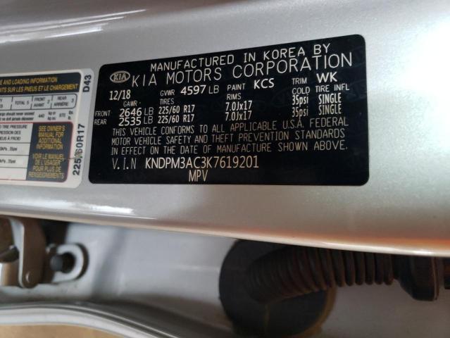 KNDPM3AC3K7619201 KIA Sportage Lx