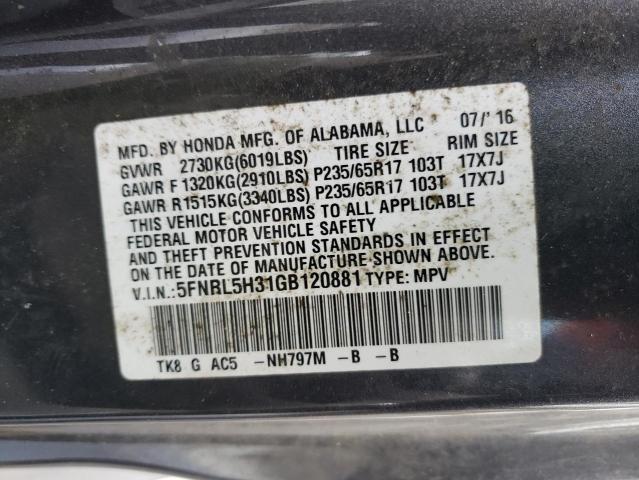 2016 HONDA ODYSSEY SE - 5FNRL5H31GB120881