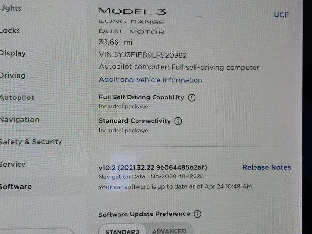 5YJ3E1EB9LF520962 Tesla MODEL 3