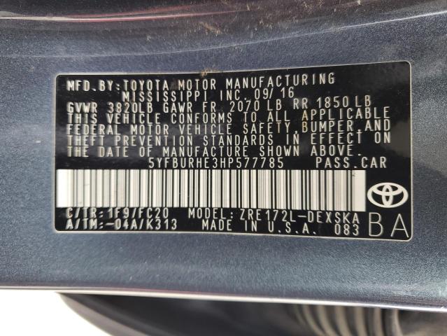 2017 TOYOTA COR - 5YFBURHE3HP577785