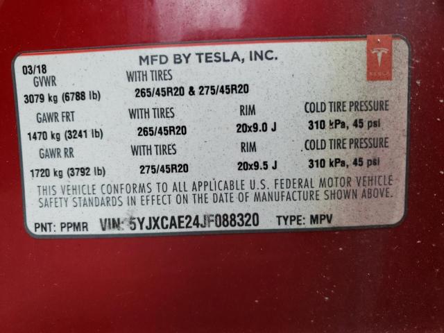 5YJXCAE24JF088320 Tesla MODEL X