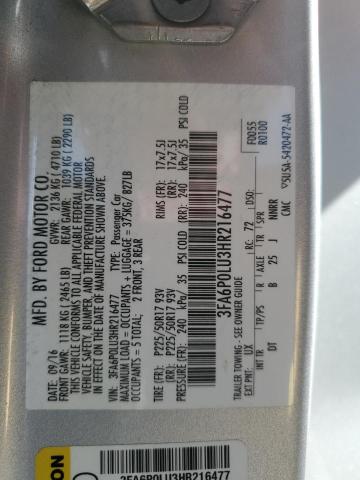 3FA6P0LU3HR216477 Ford Fusion Se Hybrid