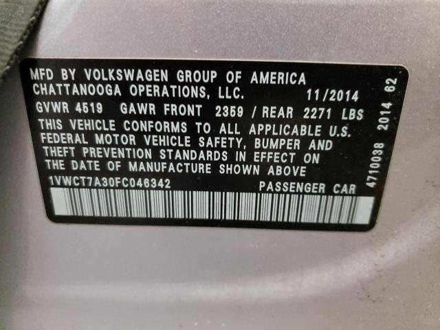 2015 VOLKSWAGEN PASSAT SEL - 1VWCT7A30FC046342