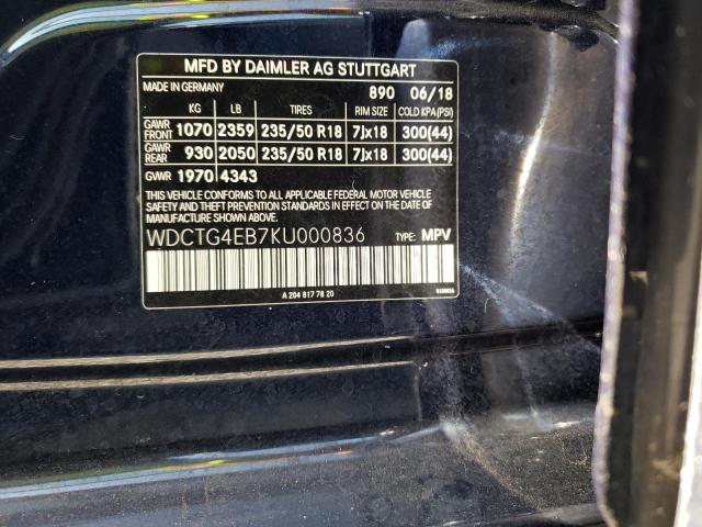 2019 MERCEDES-BENZ GLA 250 - WDCTG4EB7KU000836