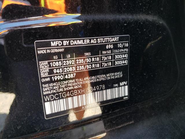 WDCTG4GBXHJ334978 Mercedes-Benz Gla 250 4matic