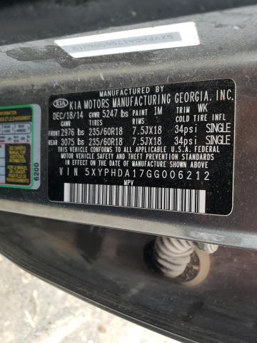5XYPHDA17GG006212 KIA SORENTO EX