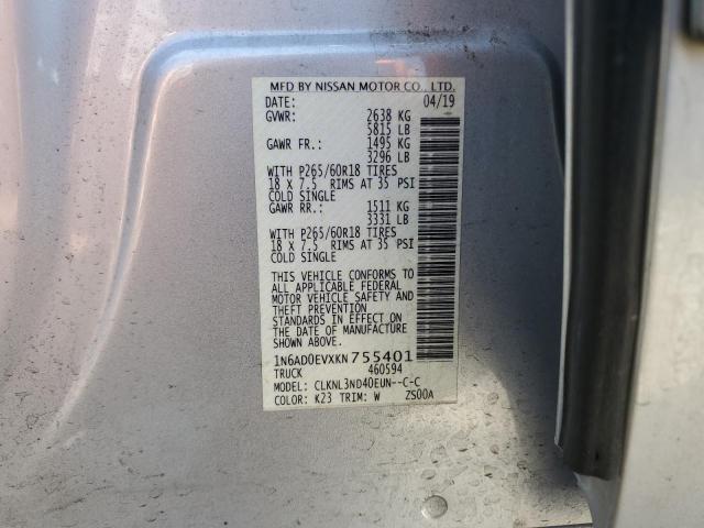 1N6AD0EVXKN755401 Nissan FRONTIER S