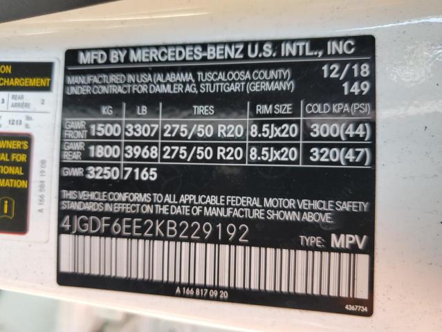 4JGDF6EE2KB229192 Mercedes-Benz Gls 450 4matic