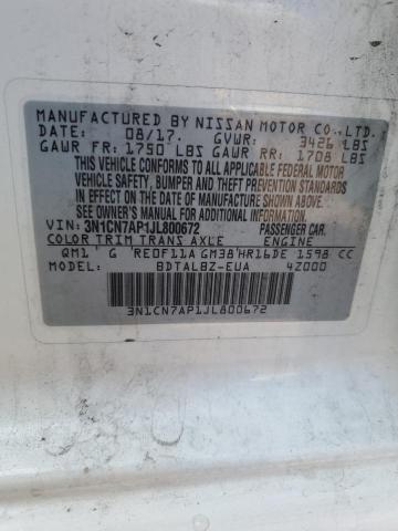 3N1CN7AP1JL800672 Nissan VERSA S
