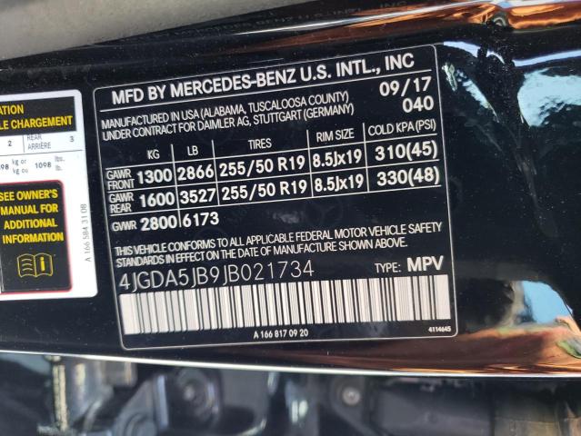 4JGDA5JB9JB021734 Mercedes-Benz GLE 350
